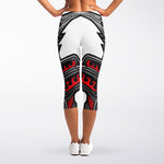 Robot Samurai Mask Print Women's Capri Leggings