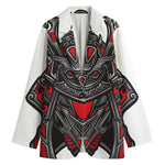 Robot Samurai Mask Print Women's Cotton Blazer