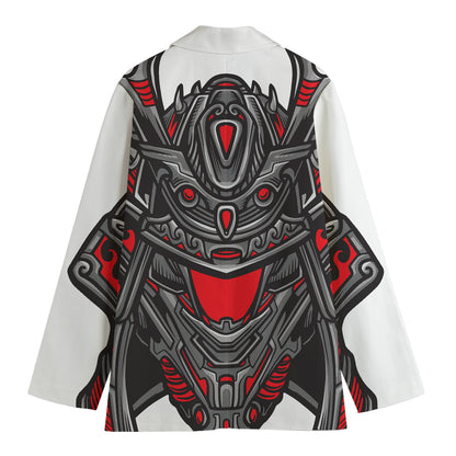 Robot Samurai Mask Print Women's Cotton Blazer