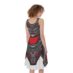 Robot Samurai Mask Print Women's Sleeveless Dress