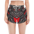Robot Samurai Mask Print Women's Split Running Shorts