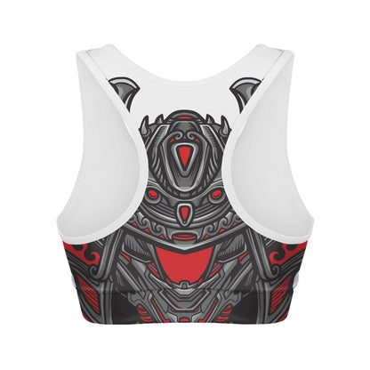 Robot Samurai Mask Print Women's Sports Bra