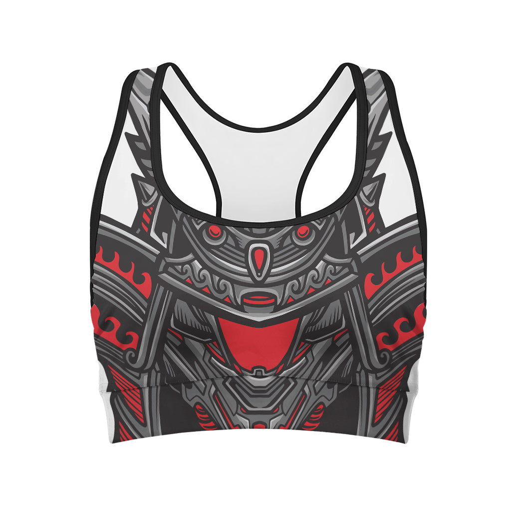 Robot Samurai Mask Print Women's Sports Bra