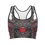 Robot Samurai Mask Print Women's Sports Bra