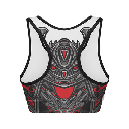 Robot Samurai Mask Print Women's Sports Bra