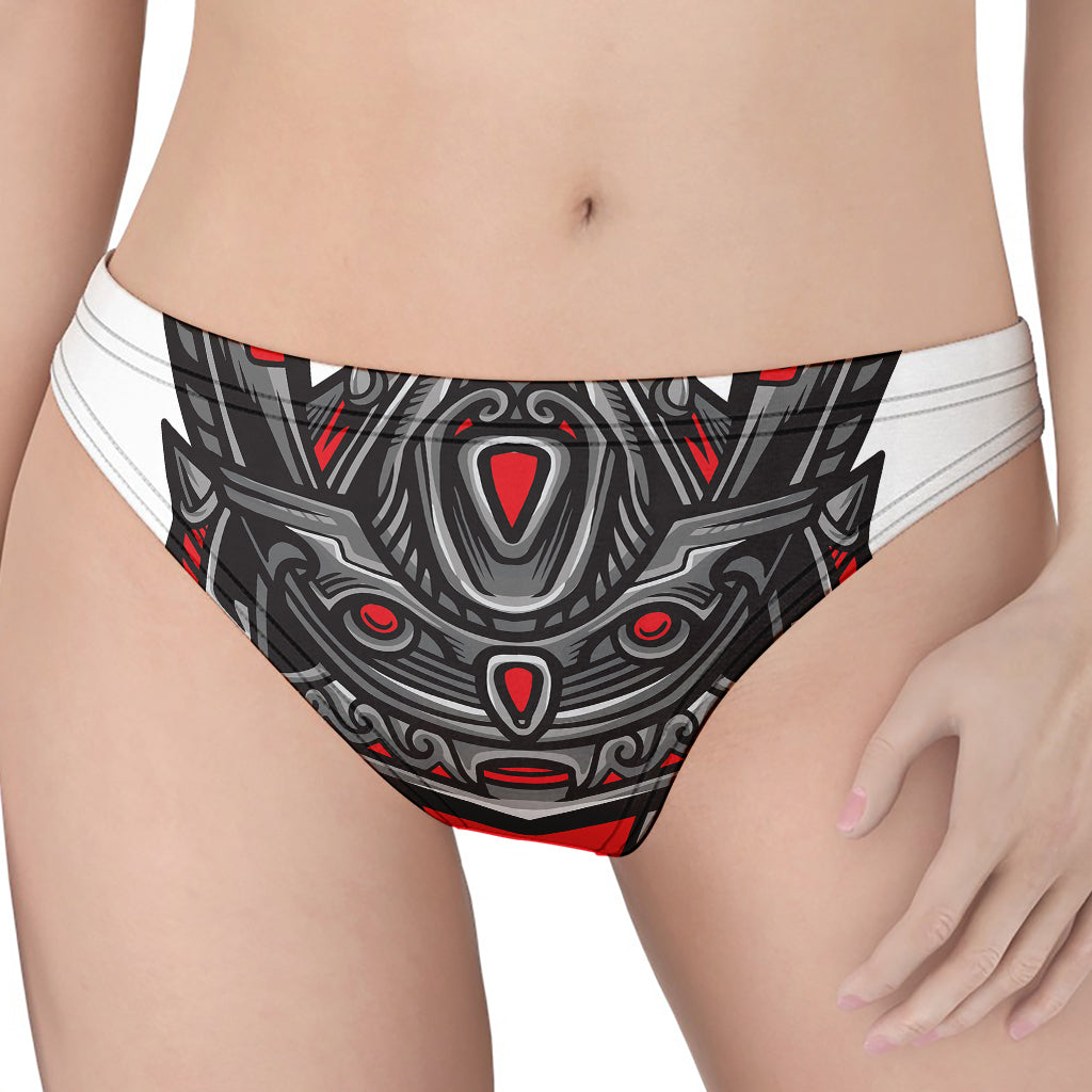 Robot Samurai Mask Print Women's Thong