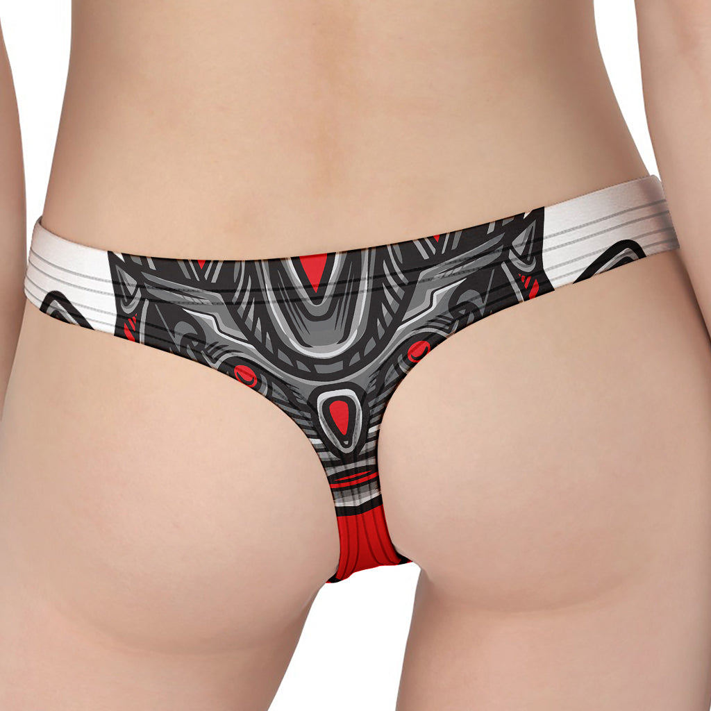 Robot Samurai Mask Print Women's Thong