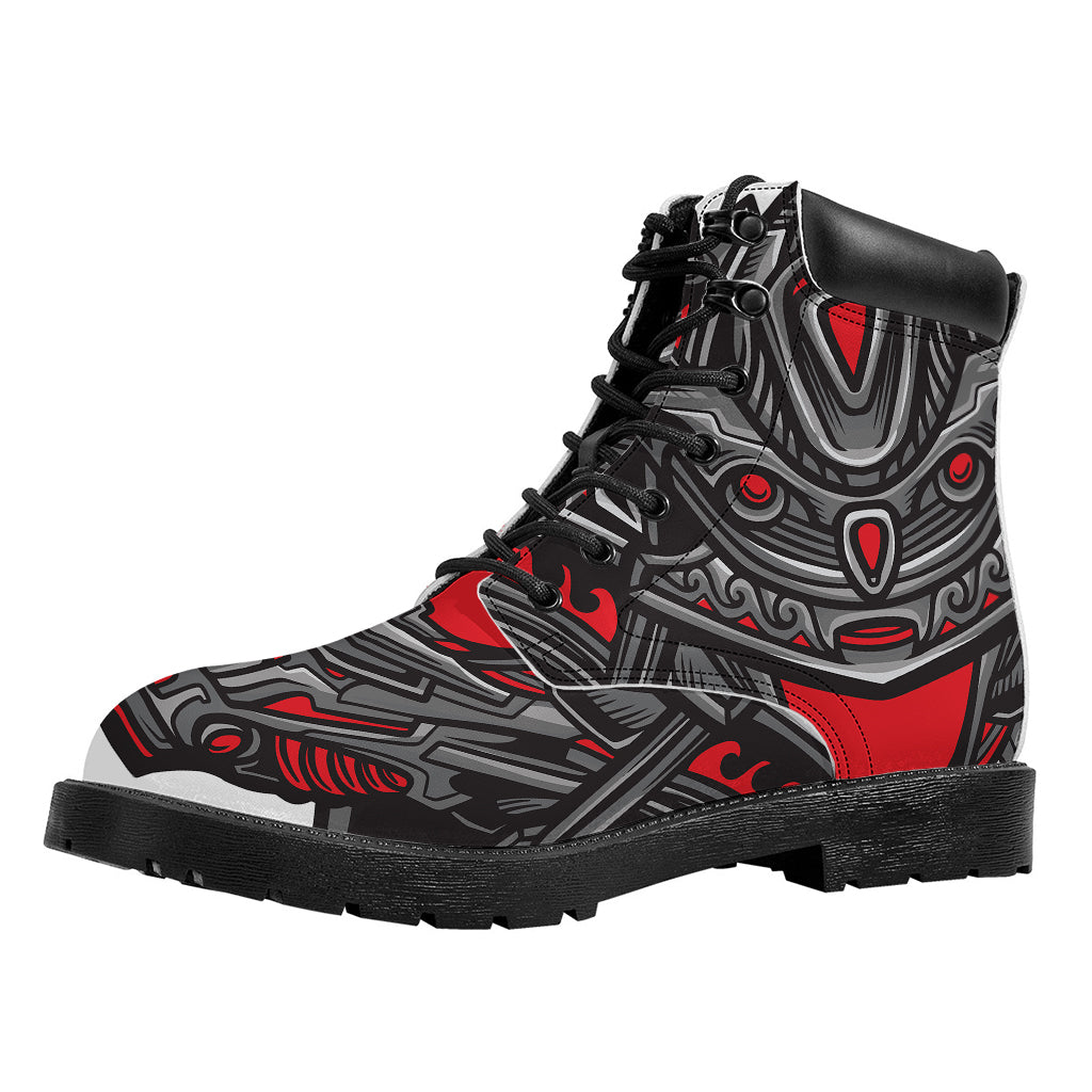 Robot Samurai Mask Print Work Boots