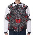 Robot Samurai Mask Print Zip Sleeve Bomber Jacket