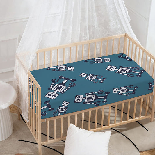 Robot Servant Pattern Print Baby Crib Sheet