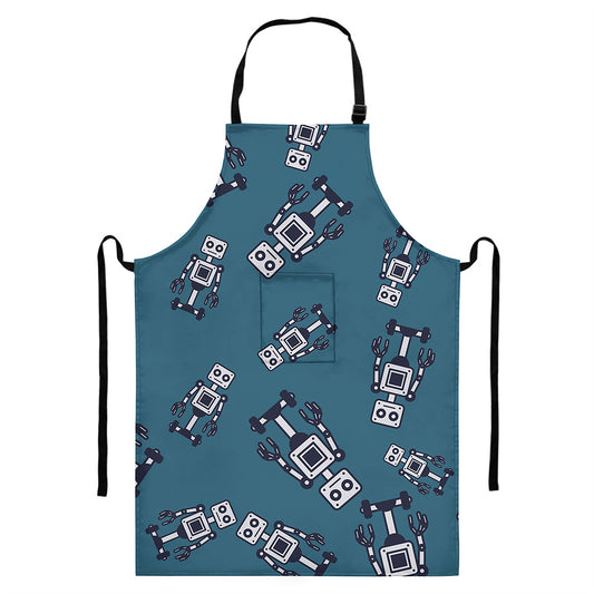 Robot Servant Pattern Print Bib Apron With Pocket