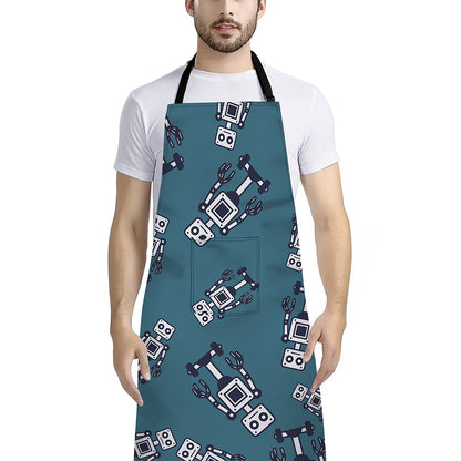 Robot Servant Pattern Print Bib Apron With Pocket