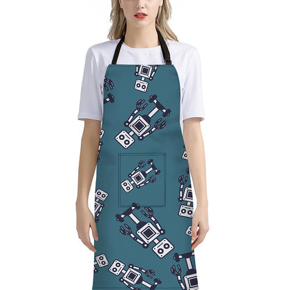 Robot Servant Pattern Print Bib Apron With Pocket