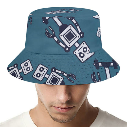 Robot Servant Pattern Print Bucket Hat