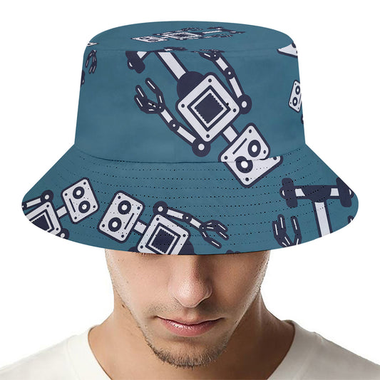 Robot Servant Pattern Print Bucket Hat