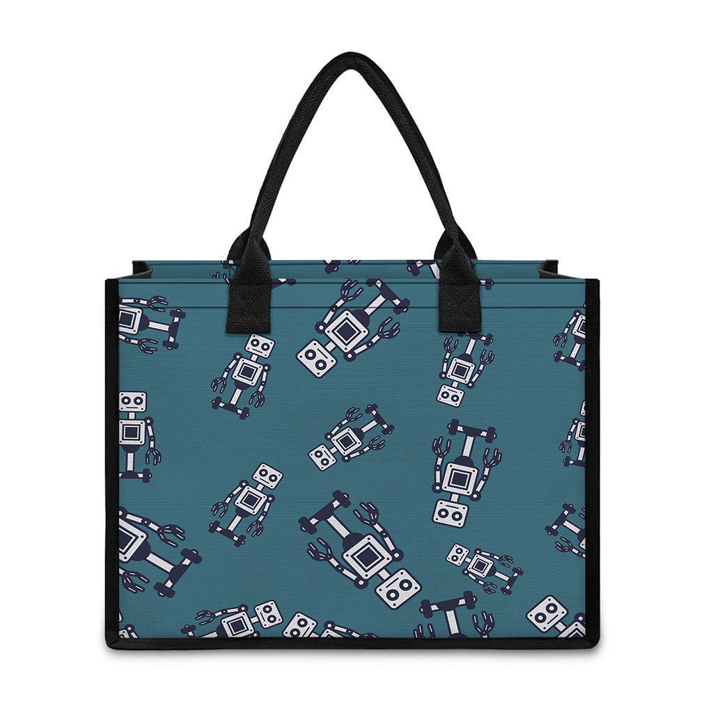 Robot Servant Pattern Print Canvas Tote Bag