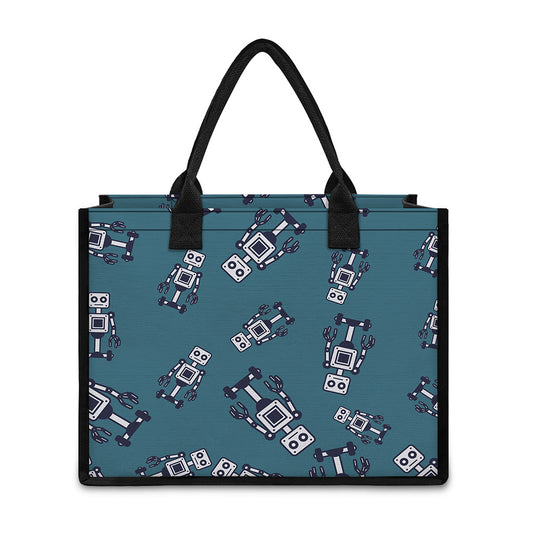 Robot Servant Pattern Print Canvas Tote Bag