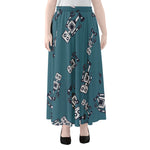 Robot Servant Pattern Print Chiffon Maxi Skirt
