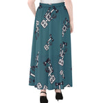 Robot Servant Pattern Print Chiffon Maxi Skirt
