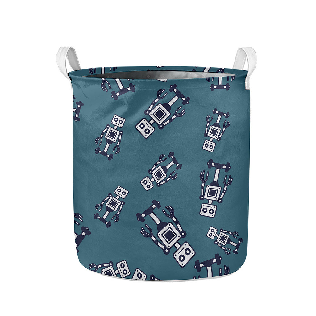Robot Servant Pattern Print Collapsible Laundry Basket