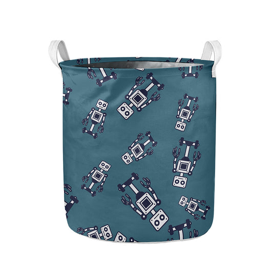 Robot Servant Pattern Print Collapsible Laundry Basket