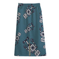 Robot Servant Pattern Print Cotton Front Slit Maxi Skirt