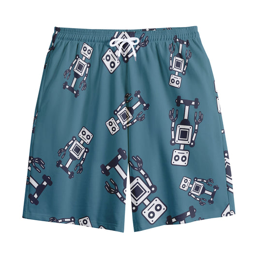 Robot Servant Pattern Print Cotton Shorts