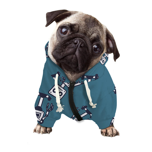 Robot Servant Pattern Print Dog Zip Up Hoodie