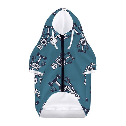 Robot Servant Pattern Print Dog Zip Up Hoodie