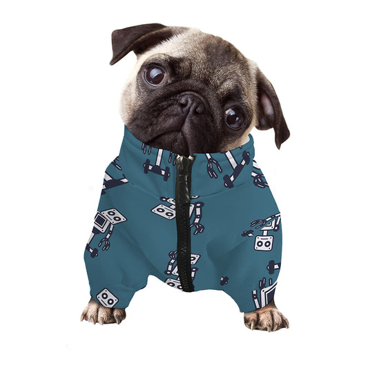 Robot Servant Pattern Print Dog Zip Up Jacket