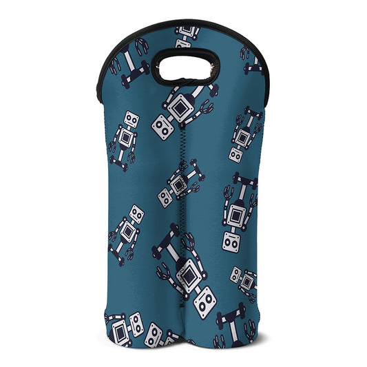 Robot Servant Pattern Print Double Neoprene Wine Tote