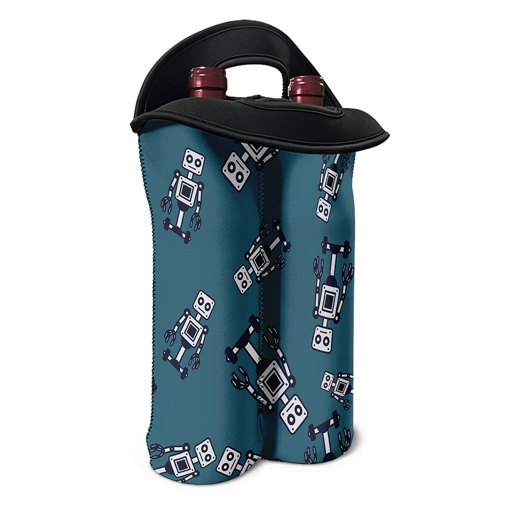 Robot Servant Pattern Print Double Neoprene Wine Tote