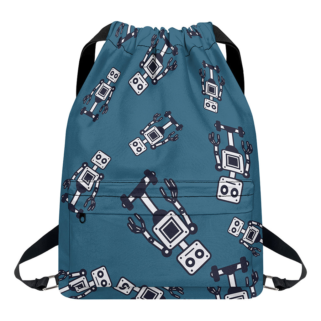 Robot Servant Pattern Print Drawstring Backpack