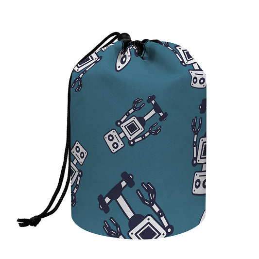 Robot Servant Pattern Print Drawstring Makeup Bag