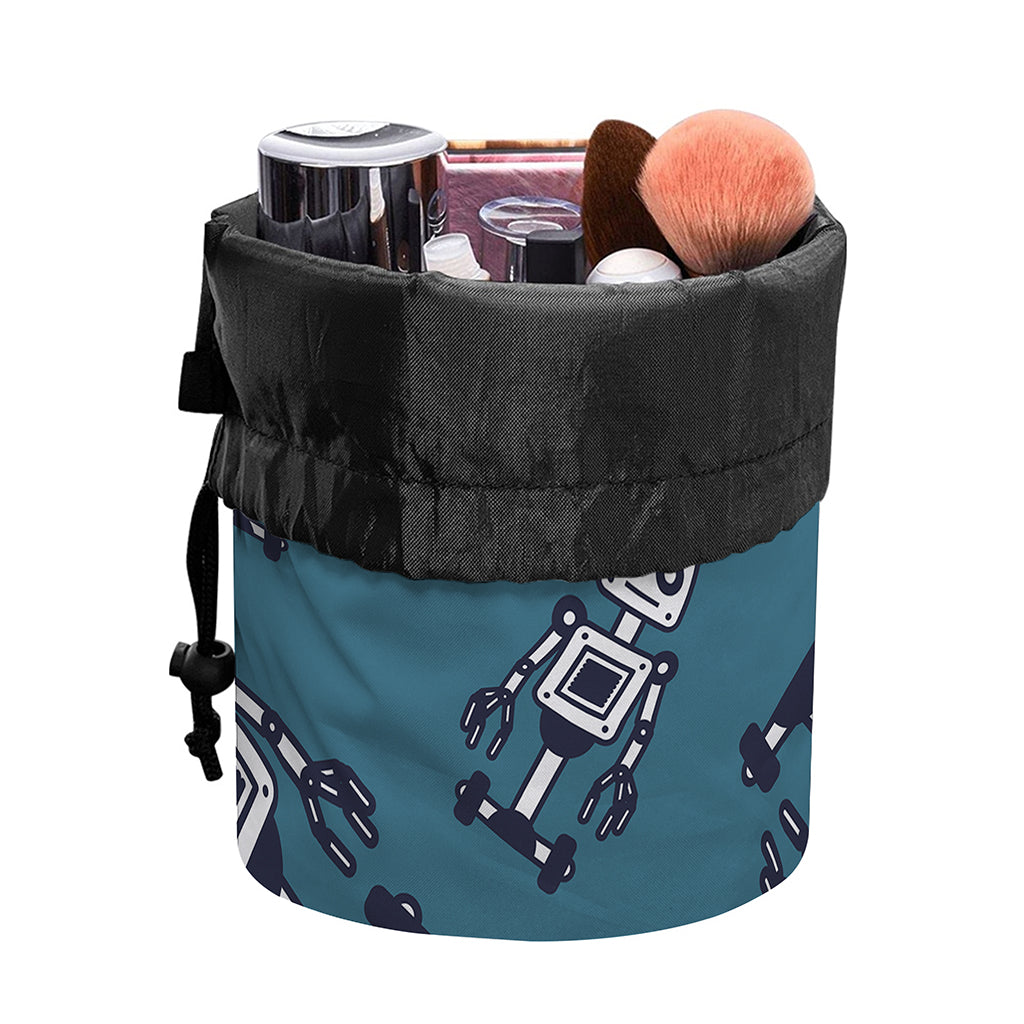 Robot Servant Pattern Print Drawstring Makeup Bag