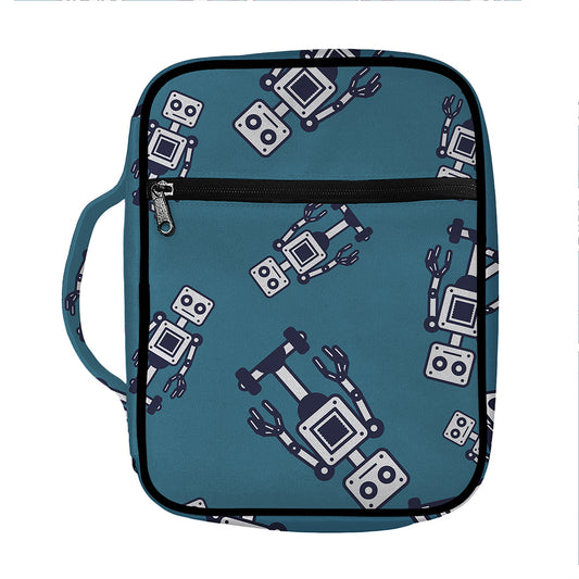 Robot Servant Pattern Print Front Pocket Bible Bag
