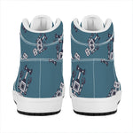 Robot Servant Pattern Print High Top Leather Sneakers