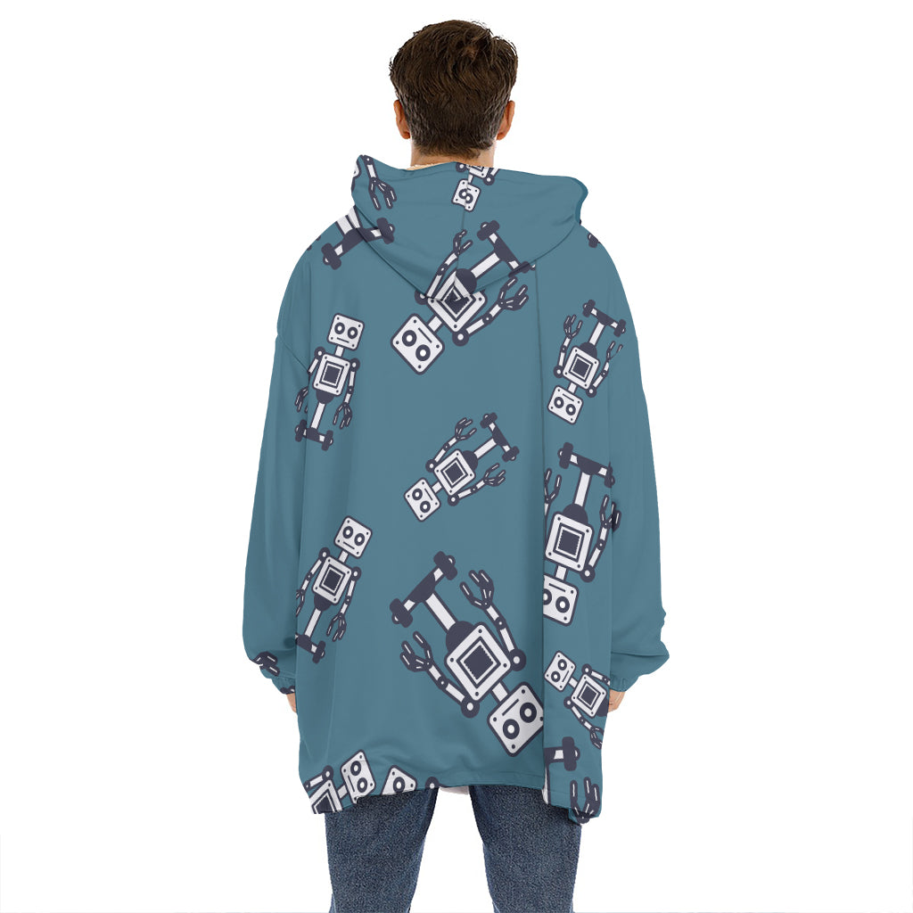 Robot Servant Pattern Print Hoodie Blanket