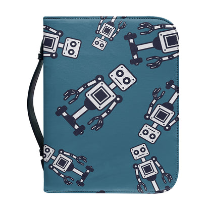 Robot Servant Pattern Print Leather Bible Cover