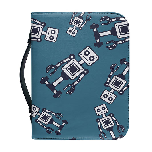 Robot Servant Pattern Print Leather Bible Cover