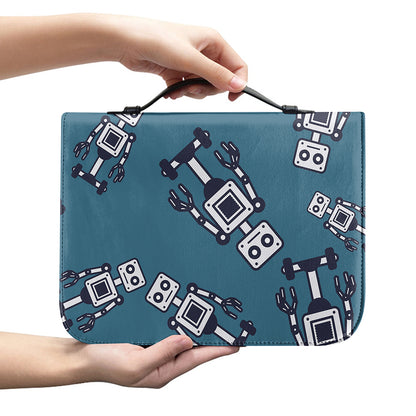 Robot Servant Pattern Print Leather Bible Cover