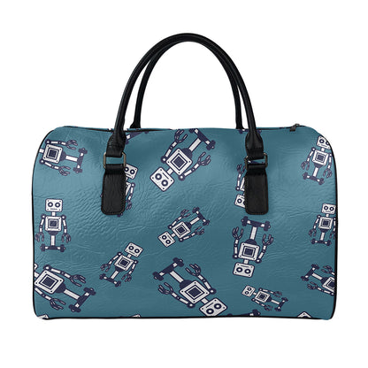 Robot Servant Pattern Print Leather Duffle Bag