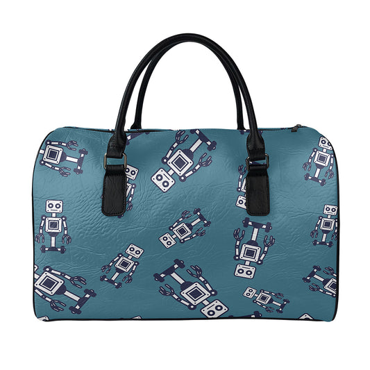 Robot Servant Pattern Print Leather Duffle Bag