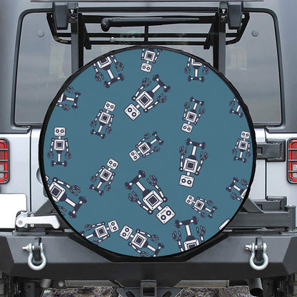 Robot Servant Pattern Print Leather Spare Tire Cover