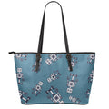 Robot Servant Pattern Print Leather Tote Bag With Zipper