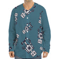 Robot Servant Pattern Print Long Sleeve Baseball Jersey