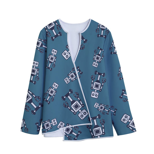 Robot Servant Pattern Print Long Sleeve Short Coat