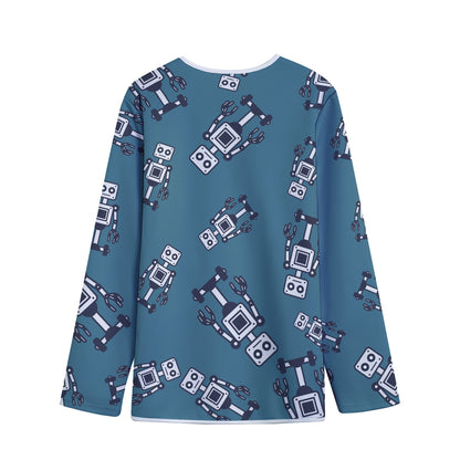 Robot Servant Pattern Print Long Sleeve Short Coat