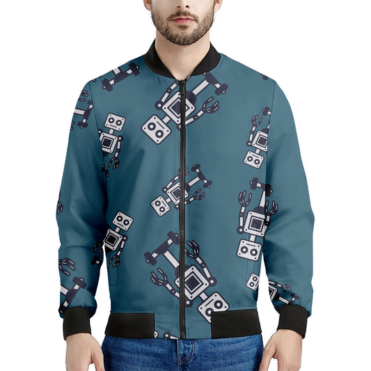 Robot Servant Pattern Print Men's Bomber Jacket