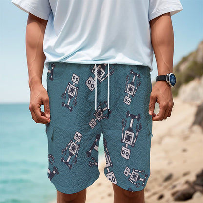 Robot Servant Pattern Print Men's Cargo Shorts